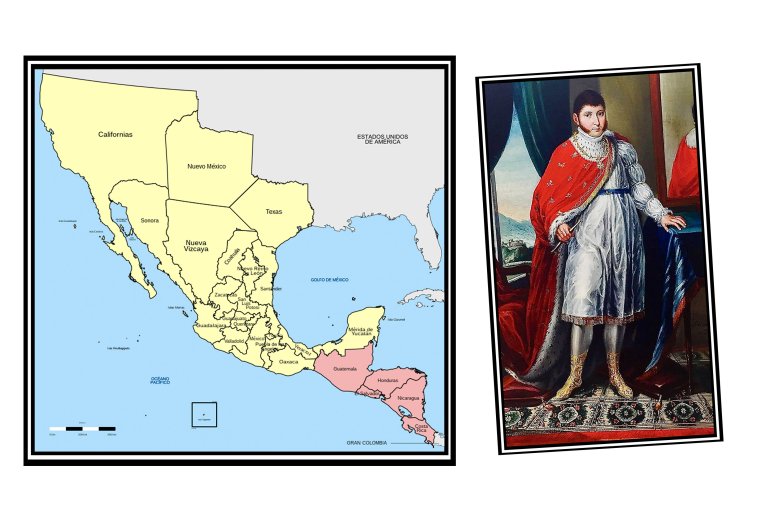 Mapa do Império do México e Agustin I, primeiro e único