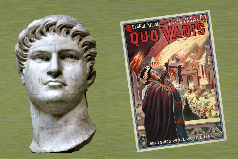 Nero, em busto de época, no Museu Pushkin (Moscou) e em cartaz de filme italiano (1913)