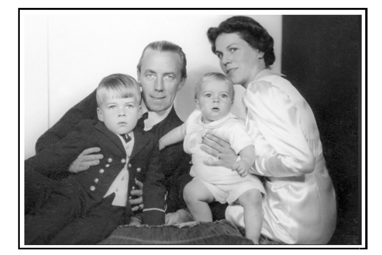 Bernadotte, sua esposa Estelle, e os filhos Bertil e Count
